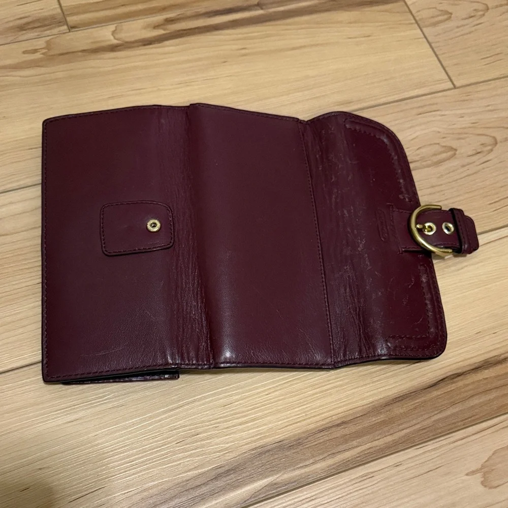 Coach Burgundy Leather Wallet with Buckle - Picture 4 of 4